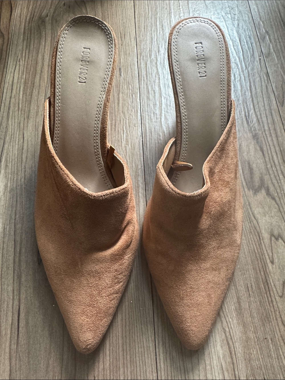 Forever 21 Tan Suede Pointed Mule Slides